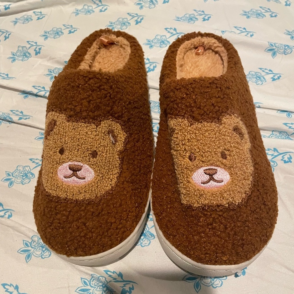 Cozy Brown Bear Kids Slippers
